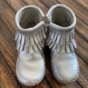 Silver Minnetonka Fringe Booties